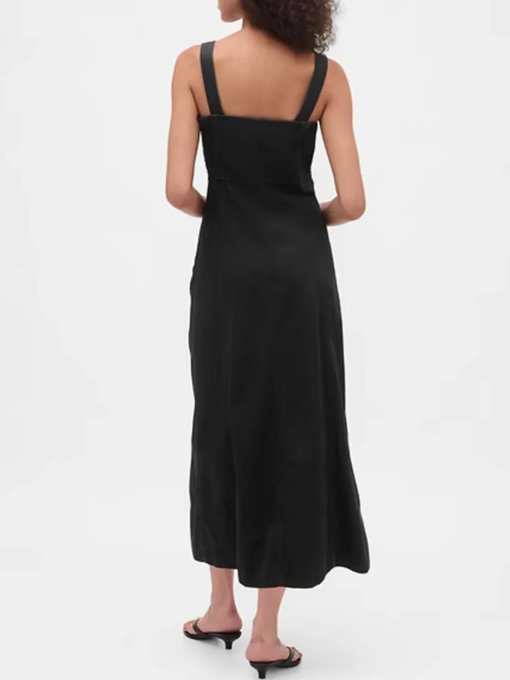 NEW GAP Small Petite SP UltraSoft Denim Zip Front Maxi Dress Black Wash NWT - Picture 6 of 7